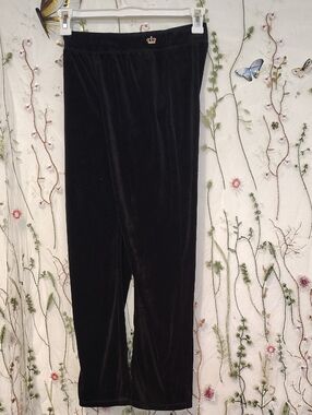 Juicy Couture Black Velour Pants with Embroidered Crown